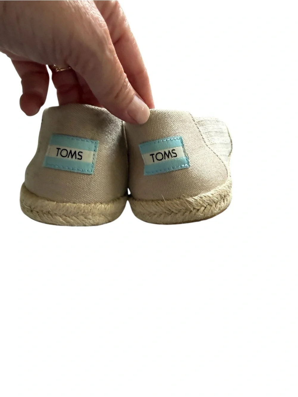 TOMS Alpargata Women's Espadrille Slip-On Shoes in Light Taupe Canvas, size 9
